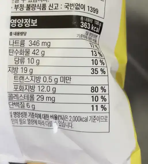 Nutrition facts of the Seoul Milk Yellow Cheese Cream Bread