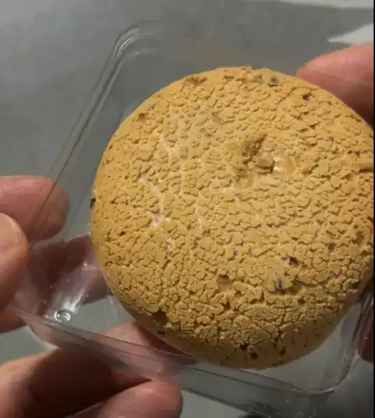 The unwrapped chocolate sesame bread ready to be eaten