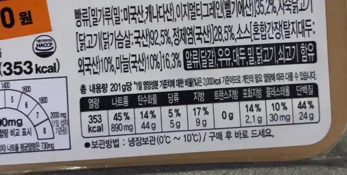 Nutrition facts of the CU Low-Sugar Soy Garlic Chicken Sandwich