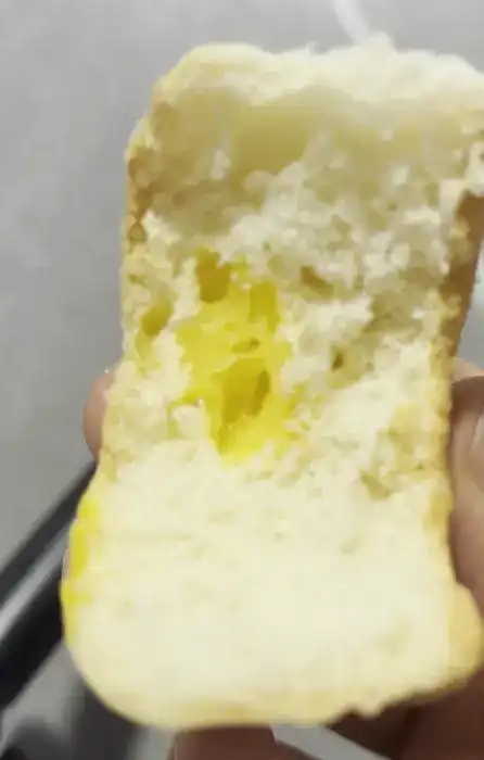 Inside view showing the mysterious filling of the Mango Soft Bun