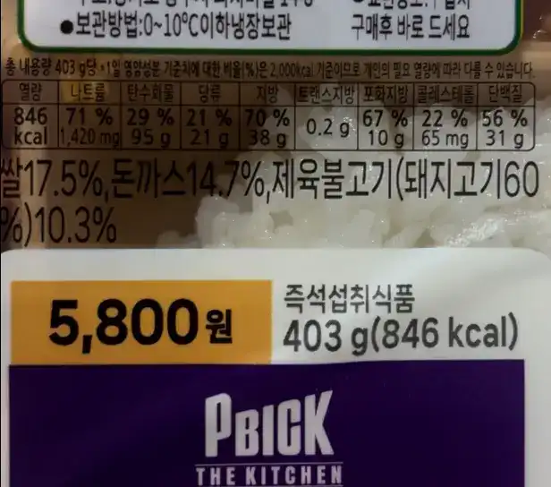 Nutrition facts of the Pork Cutlet & Spicy Pork Double Bento
