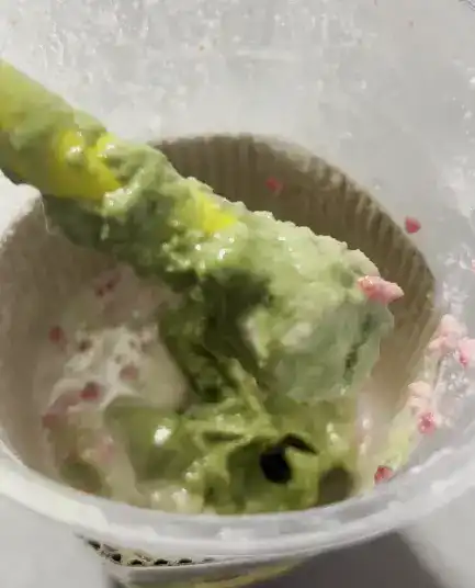 mega coffee matcha gelato strawberry frappe spoon