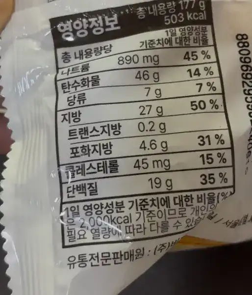 Nutrition facts of the CU Chicken Egg Spicy Burger