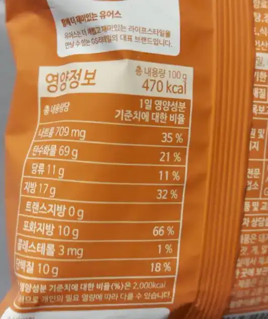Nutrition facts of the GS25 Matcha Rusk