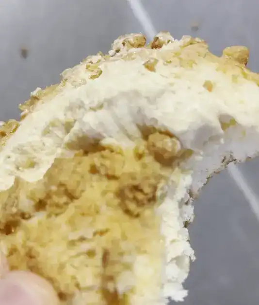 Close-up of the peanut cream filling
