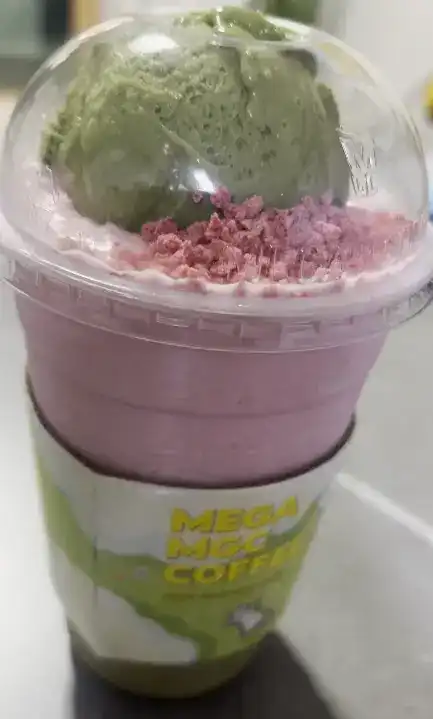 mega coffee matcha gelato strawberry frappe front